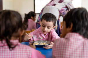 Students enjoying a nutritious breakfast