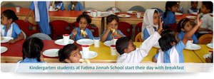 Students wait their turn at Breakfast