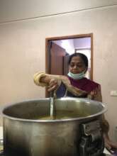 Abida preparing breakfast for the students