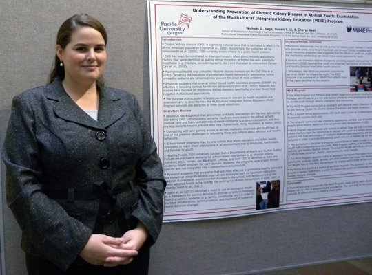 Nichole Sage of Pacific University with poster.