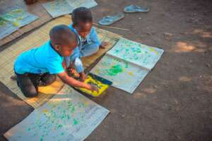 Finger painting at the playgroup