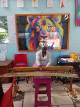 Loom in use - Grass mat weaving
