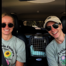 Alyson and Sam head home with the rescued cats.