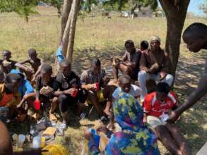In rural Zululand enjoying a meal before practice