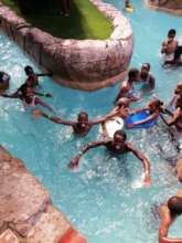 Fun in water park day after winning gold