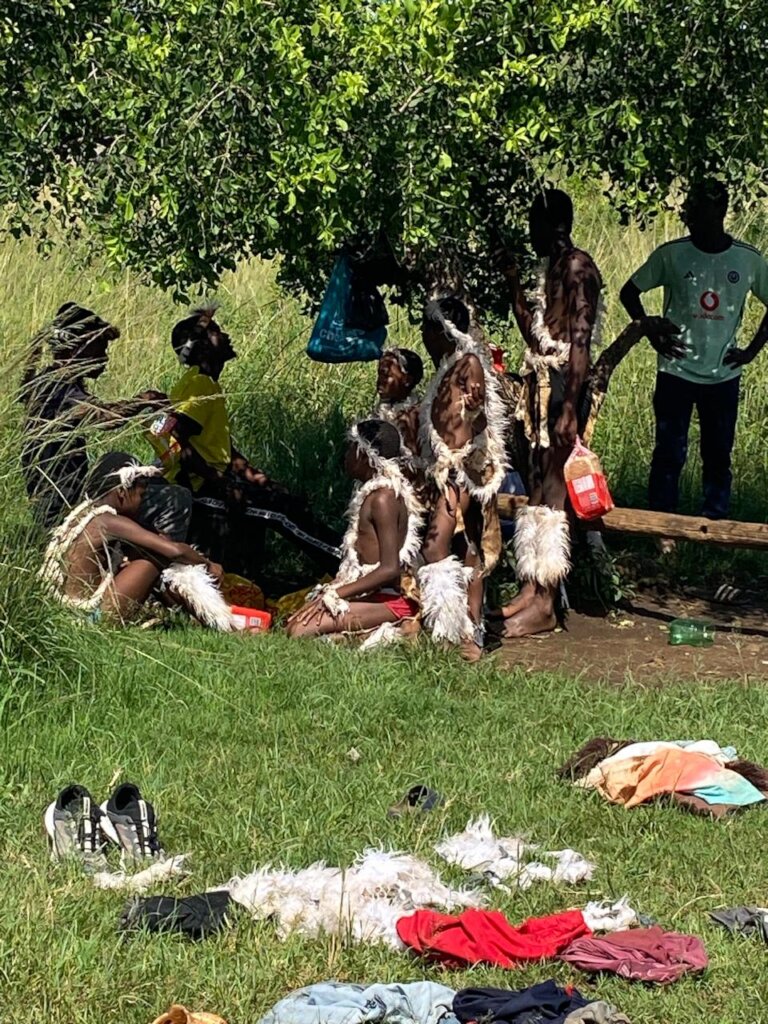 Under a tree for shelter while enjoying lunch
