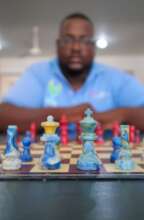 Juni with the new chess pieces