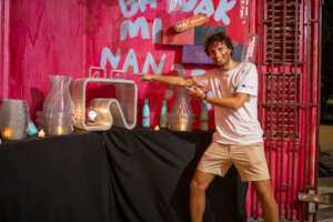 Tijmen showing some of the 3D printed items