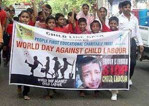 Children protesting against child labour here
