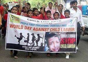 Children protesting about child labour