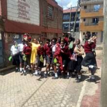 Girls in Kayole, receiving sanitary pads