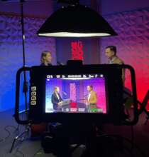 Recording an interview for the Popular Politics