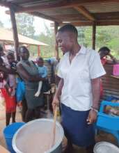 Porridge being cooked by one of the mothers