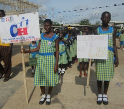 Class 4 and 5 girls lead the parade