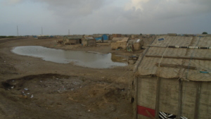 Some huts still left standing