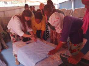 partial of women when they supportd bv volunteer