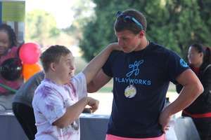 Coach Nick with Friend at a Service Project