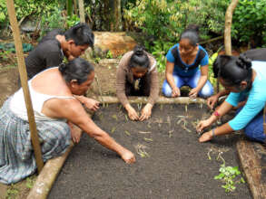 Youth building organic garden