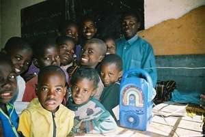 A Grade 1 class of Zambian students
