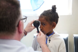 Nuhamin getting her eyes tested