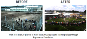 Before and after the turf field