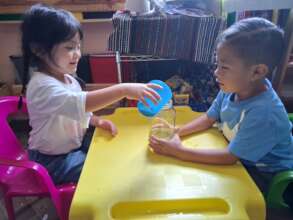 Students working together on science experiment