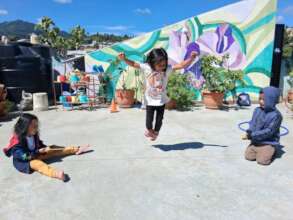 Student jumping rope during physical education