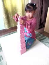 Student working with hands on materials