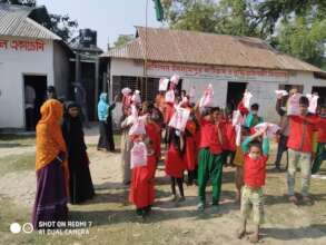 Children enjoy received with materials on health