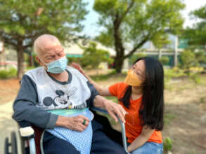 Grandpa Lin basking in the sunlight