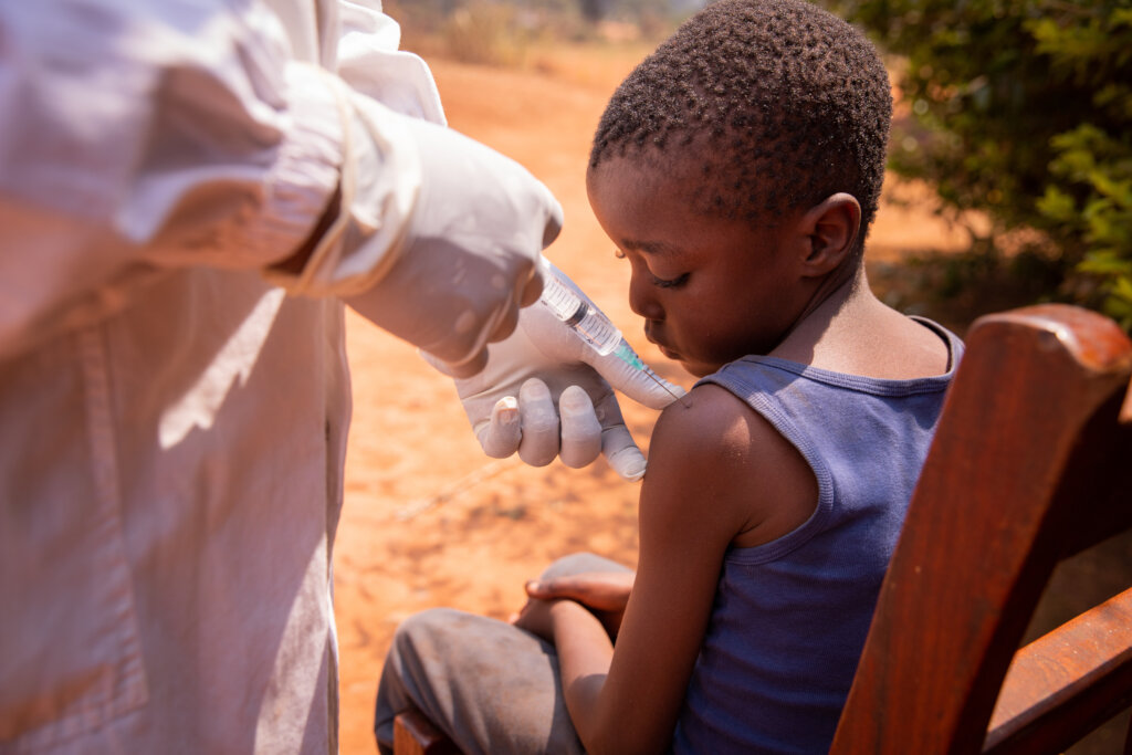 A child getting immunized