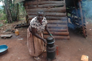 Rosemary using glasifier stove for cooking