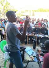 Bird ringing session with students during the camp