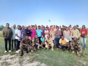 Students posing with rangers