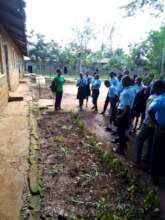 Students with their pollinator garden