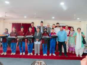 Recipient students with Tokha Municipality Mayor