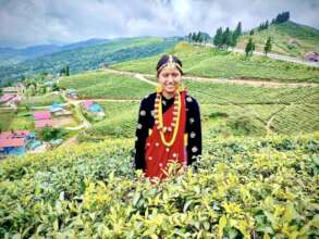 Karishma during her eduaction tour to Ilam, Nepal