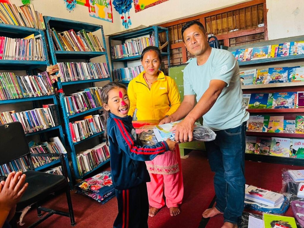 Happiness with materials in Mahendra Barahi school