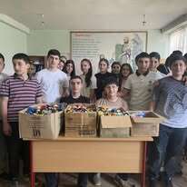 Bottle caps collected by the students