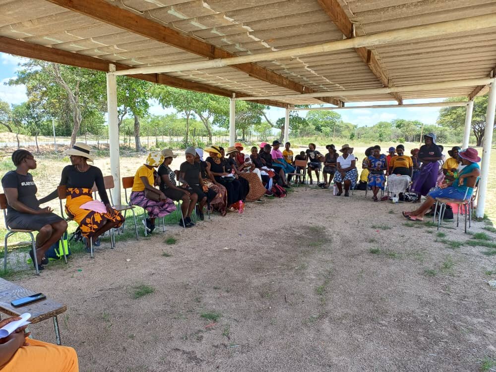 Villagers taking their places for commemorations