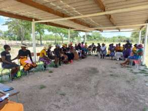 Villagers taking their places for commemorations