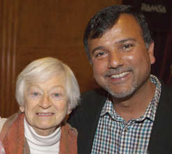 Olga with Som Paneru at her 87th birthday party