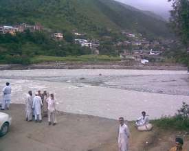 Village cut-off by flood waters