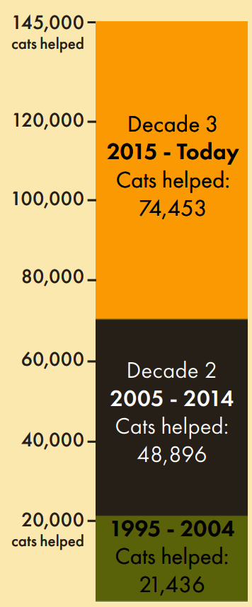 Graph of cats by decades