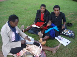 Dress making/tailoring students relaxing.