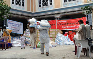 Photo: ActionAid. Relief distribution point.