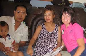Bless, Min and Lum with their nurse Marcia