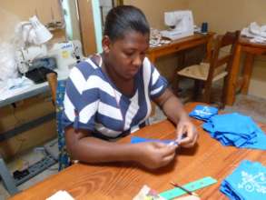 Katiana Works on a Haiti Projects Sachet