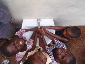 Hand washing station at new latrine