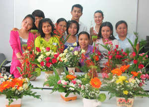 Students with their finished products